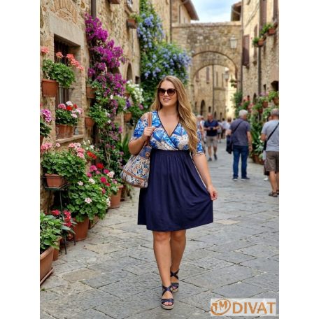 Fashion by NONO - Csilla ruha sötétkék-egyedi mintás