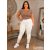 Fashion by NONO - Fehér pamut hosszú leggings csipkével díszítve