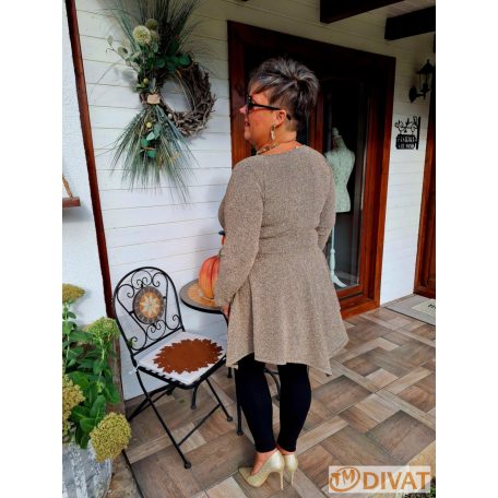 Fashion by NONO - Dália mellnél húzott extrán "A" vonalú arany lurex tunika 