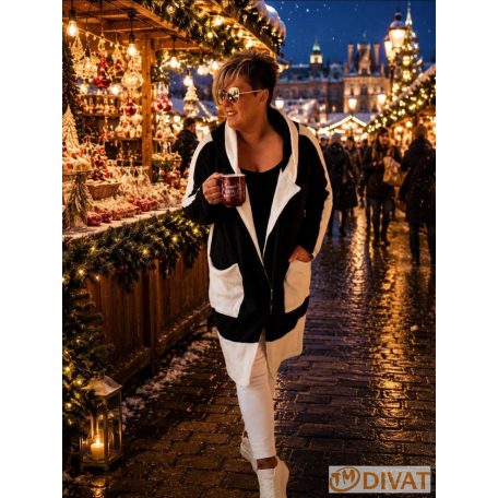 Fashion by NONO - Zana vastagabb kardigán-kabát fekete-fehér