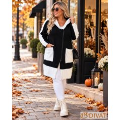   Fashion by NONO - Zana vastagabb kardigán-kabát fekete-fehér