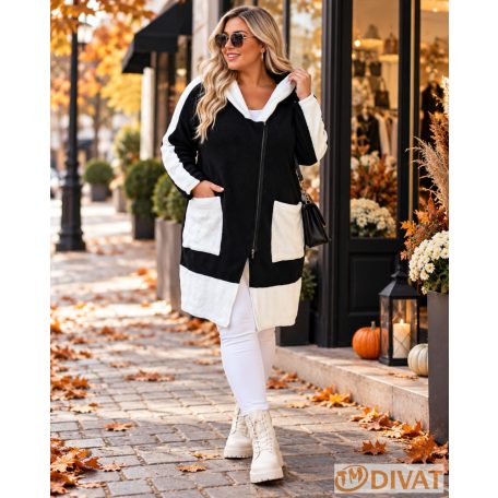 Fashion by NONO - Zana vastagabb kardigán-kabát fekete-fehér