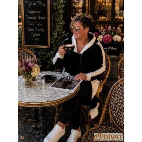 Fashion by NONO - Zana vastagabb kardigán-kabát fekete-fehér