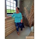 Fashion by NONO - Brigi bordázott extra sztreccs türkiz felső
