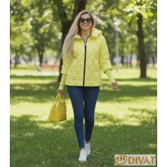 Trendi, kapucnis steppelt kabát sárga színben