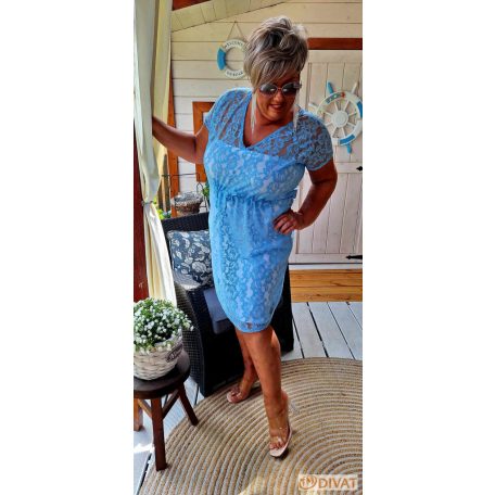 Fashion by NONO - Daniella kék csipkés tunika-ruha + fehér csőruha hozzá