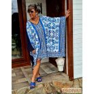 Fashion by NONO - Holiday tunika-ruha fehér alapon királykék mintás