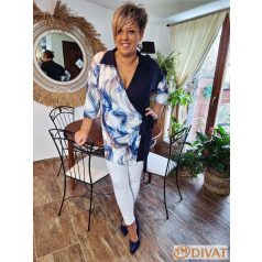   Fashion by NONO - Lion kék-egyedi mintás, kötős fazonú tunika