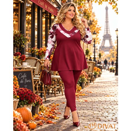 Fashion by NONO - Kíra burgundy-mintás felső
