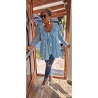 Fashion by NONO - Blanka világoskék csipkével díszített felső