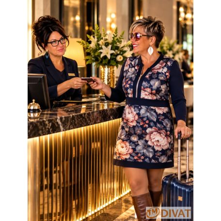 Fashion by NONO - Katica tunika-ruha sötétkék-mintás