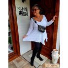 Fashion by NONO - Dália mellnél húzott extrán "A" vonalú fehér csipke tunika 