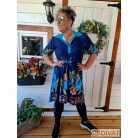 Fashion by NONO - Sötétkék pamut hosszú leggings csipkével díszítve