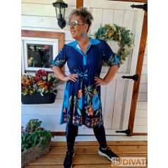   Fashion by NONO - Sötétkék pamut hosszú leggings csipkével díszítve