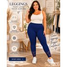 Fashion by NONO - Sötétkék pamut hosszú leggings csipkével díszítve