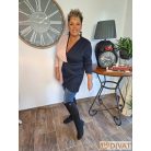 Fashion by NONO - Haiti vastag polár tunika sötétkék-púder