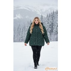 Belül szőrmés méregzöld télikabát nagyobb méretben 