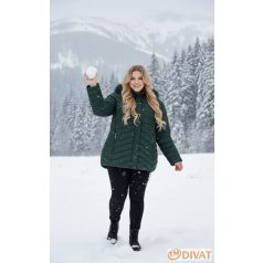 Belül szőrmés méregzöld télikabát nagyobb méretben 