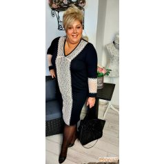   Fashion by NONO - Triest fekete ruha, bézs csipkével megbolondítva