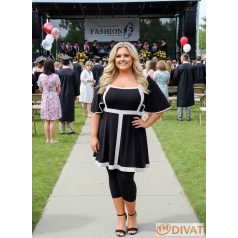 Fashion by NONO - Flóra tunika-ruha, fekete-fehér színben