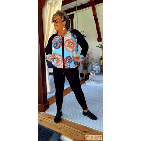 Fashion by NONO  -  Xéna fekete alapon gyönyörű mandala mintás szabadidő szett