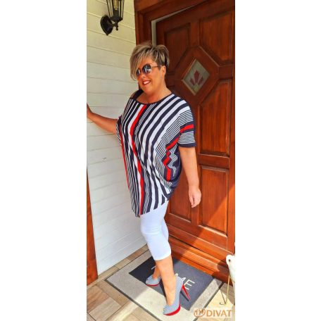 Fashion by NONO - Vera sötétkék-fehér csíkos tunika