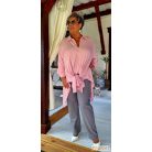 Fashion by NONO - Hawai szürke-fehér vékony csíkos alakformáló nadrág