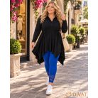 Fashion by NONO - Királykék pamut hosszú leggings csipkével díszítve