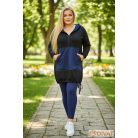 Fashion by NONO - Szendy sportos kapucis felső, fekete-farmerkék