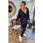 Fashion by NONO - Szendy sportos kapucis felső, fekete-farmerkék