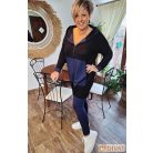 Fashion by NONO - Szendy sportos kapucis felső, fekete-farmerkék