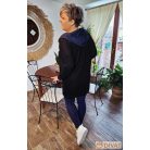 Fashion by NONO - Szendy sportos kapucis felső, fekete-farmerkék