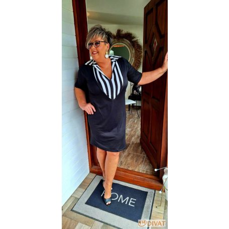 Fashion by NONO - Manna fekete-fehér csíkos ruha