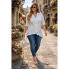 Fashion by NONO - Velence fodrokkal díszített fehér ing-tunika