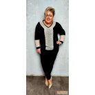 Fashion by NONO - Triest fekete felső, bézs csipkével díszítve