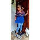 Fashion by NONO - Dolly egyedi mintás tüll fodorral díszített királykék tunika