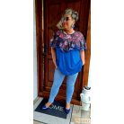 Fashion by NONO - Dolly egyedi mintás tüll fodorral díszített királykék tunika