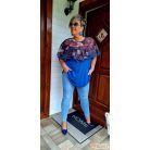 Fashion by NONO - Dolly egyedi mintás tüll fodorral díszített királykék tunika