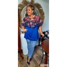 Fashion by NONO - Dolly egyedi mintás tüll fodorral díszített királykék tunika