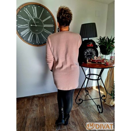 Fashion by NONO - Haiti vastag polár tunika fekete-púder