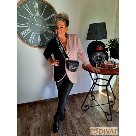 Fashion by NONO - Haiti vastag polár tunika fekete-púder