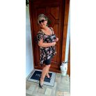 Fashion by NONO - Athina fekete alapon virágmintás dupla ruha stólával