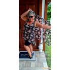 Fashion by NONO - Athina fekete alapon virágmintás dupla ruha stólával