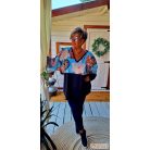 Fashion by NONO - Frida oversize felső sötétkék-mandala mintás