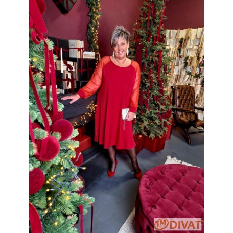 Fashion by NONO - Tina ruha piros tüll betéttel