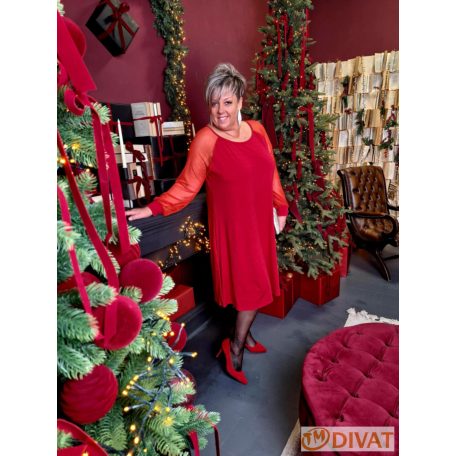 Fashion by NONO - Tina ruha piros tüll betéttel