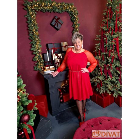 Fashion by NONO - Tina ruha piros tüll betéttel