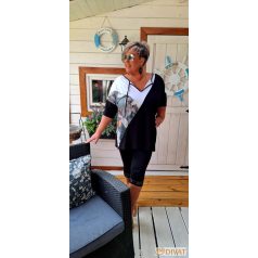 Fashion by NONO - Zella tunika fekete-fehér-mintás