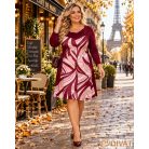 Fashion by NONO - Princess midi ruha - burgundy egyedi mintás