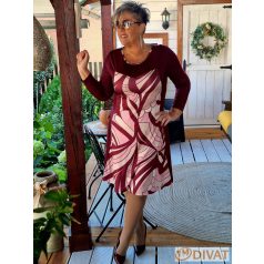   Fashion by NONO - Princess midi ruha - burgundy egyedi mintás